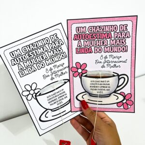 Cartão Dia da Mulher cházinho da autoestima